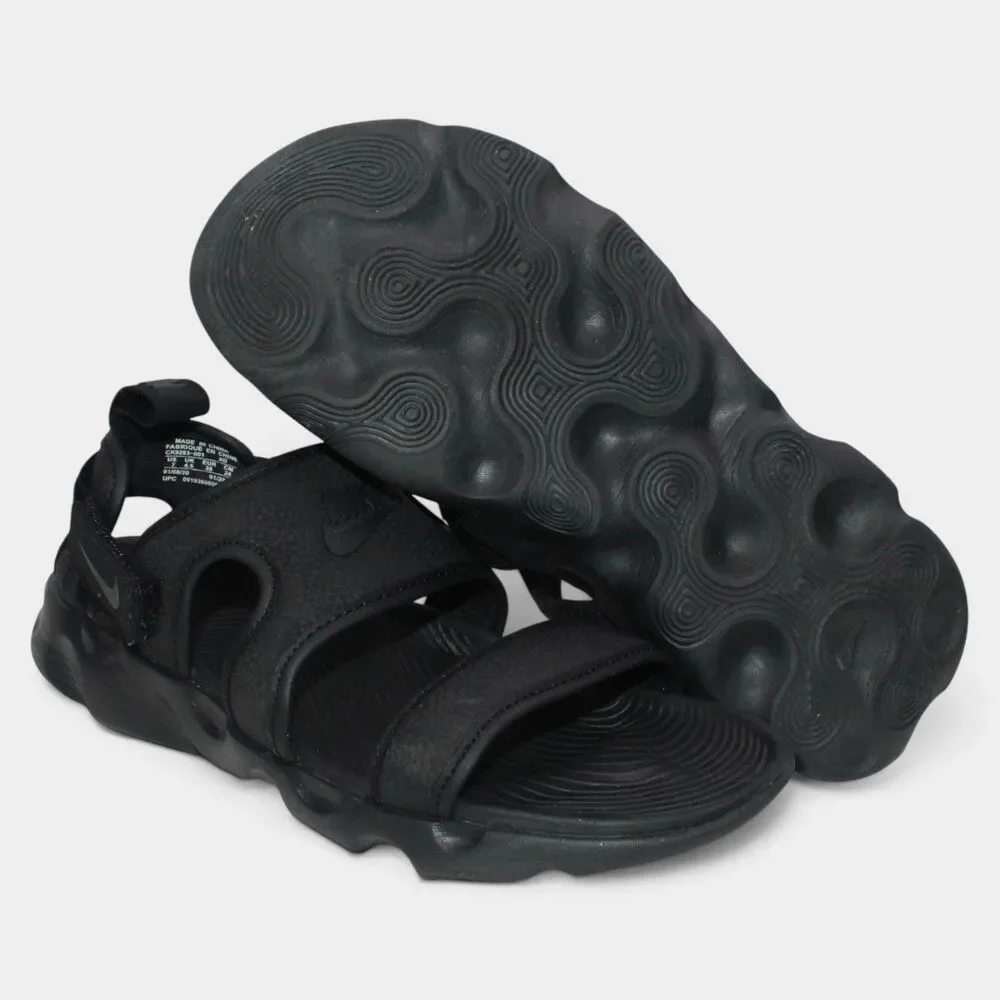 Nike Owaysis Sandals Women Size 7 Triple Black Adjustable Sport